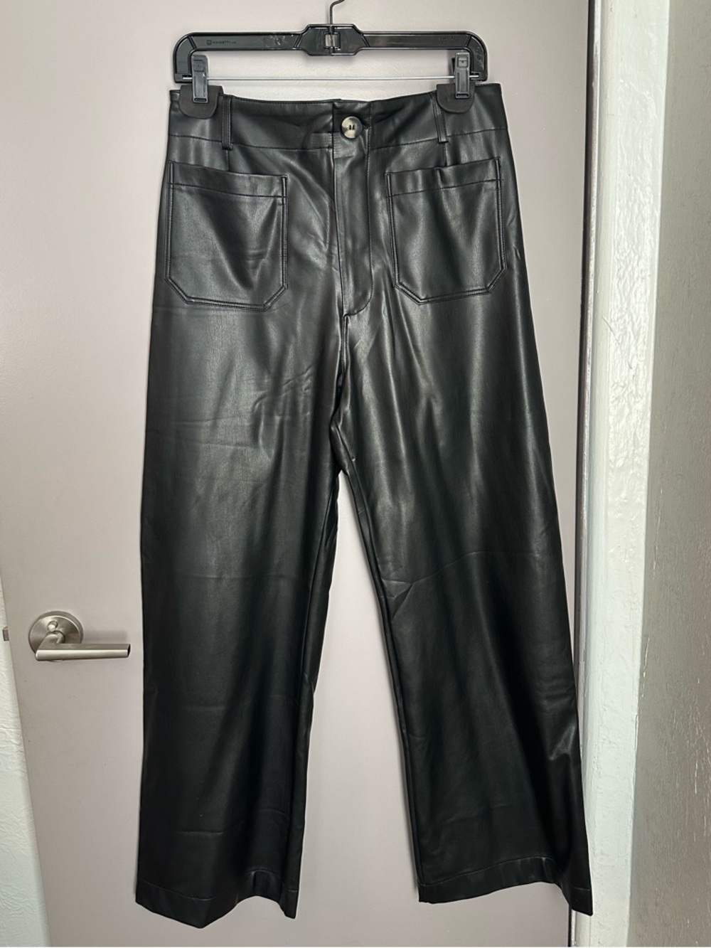 Anthropologie Faux Leather Wide Leg Colette Pants - 30 TALL - Picture 4 of 5
